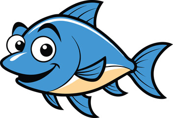 Cheerful Blue Cartoon Fish Illustration