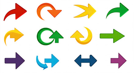 Collection of Colorful Arrow Icons Digital Design