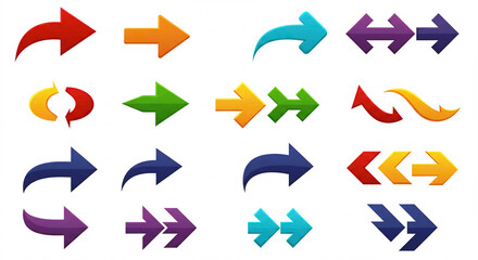Colorful Pixel Art Arrows Set  Navigation Icons for Web Design