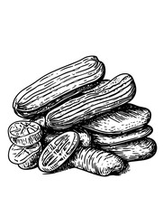 Engraved vector illustration of assorted pickles and cucumbers for culinary design needs and food packaging