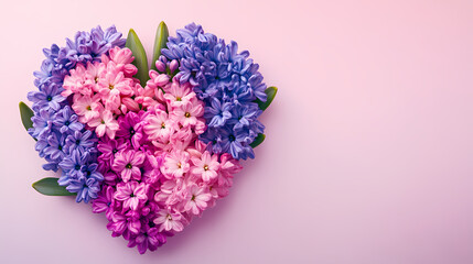 Heart Shape Made of Pink and Purple Flowers