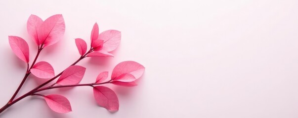 Pink syngonium leaves in a minimalist arrangement on a white background, emphasizing simplicity, nature, syngonium