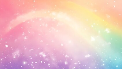 Fototapeta premium Rainbow Sky: A dreamy, colorful sky painted with a rainbow and sparkles. It is soft and romantic.