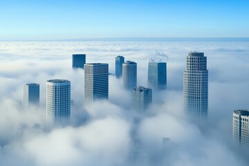 Fototapeta premium A cityscape covered in thick smog, illustrating the consequences of air pollution on climate