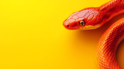 Orange Snake on Yellow Background
