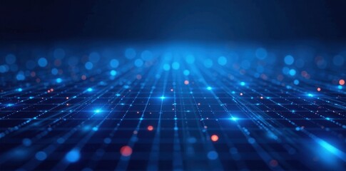 Abstract blue grid, glowing dots and squares Futuristic digital texture , electric, matrix