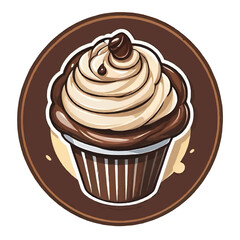 chocolate cupcake with cream cartoon vector