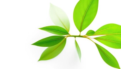 Obraz premium Single vibrant green plant, isolated on pure white background, white background, single