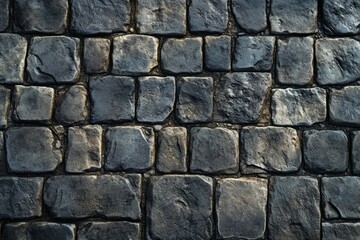 Fototapeta premium Cobblestone street aerial view in urban setting. AI image