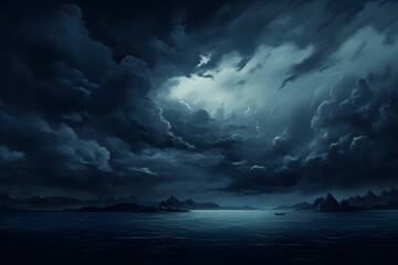 Storm clouds over the sea. dark clouds above the dark water frame