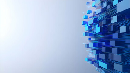 Fototapeta premium Abstract Digital Background with Blue Cubes and Light Rays Effect
