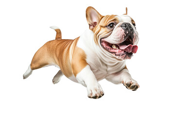 Energetic dog leaps joyfully in a bright indoor space during playtime