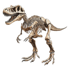 detailed illustration of dinosaur skeleton, showcasing intricate bone structure and features of Tyrannosaurus rex. This fossil representation evokes sense of ancient history and fascination with © korawik