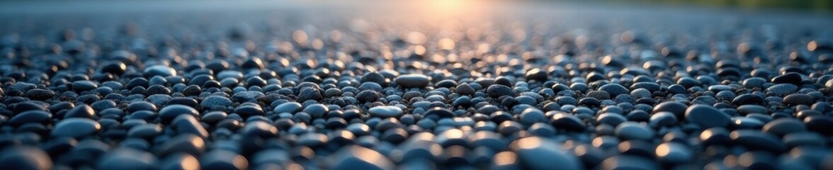 Close-up asphalt, showing aggregate, subtle shadows , worn, background