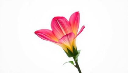 Fototapeta premium A single vibrant bloom, petals unfurled, against a pure white backdrop, isolated, spring