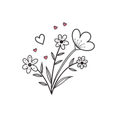 Abstract flowers and hearts valentine card