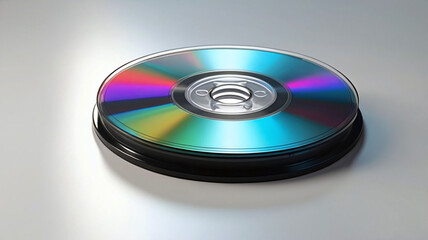 colorful plastic DVD with minimalist design, reflecting light beautifully