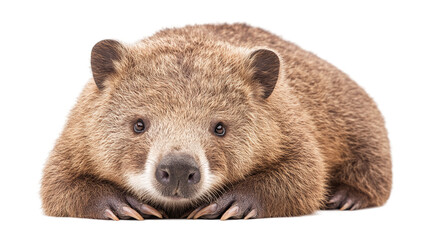 Fototapeta premium High-resolution common wombat isolated on transparent background for wildlife conservation projects, animal illustration designs, and nature-themed digital artworks featuring endangered species.