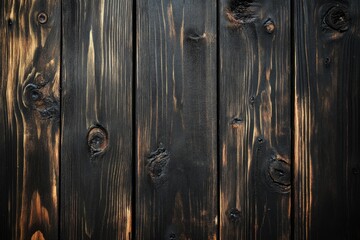 Fototapeta premium Charred wooden planks with natural texture and patterns. AI generated