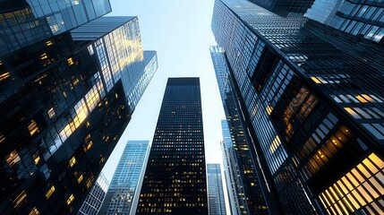 NYC Skyscrapers, Upward View, Cityscape, Daylight