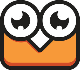 Orange owl icon with minimalist and modern design. Flat style, perfect for logos, apps or other graphic elements. Vector format with clean details and balanced proportions.