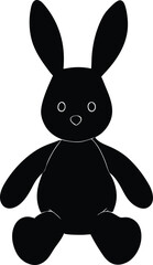 Bunny plush toy silhouette vector art 