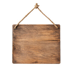 Rustic wooden sign on transparent background