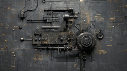 Industrial mecha design template featuring hydraulic elements for futuristic engineering projects