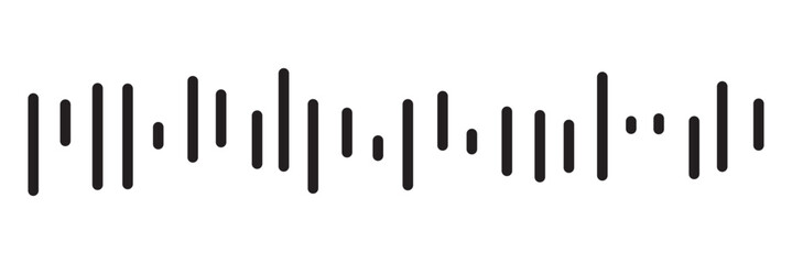 Podcast soundwave line of voice. Record music player. Mobile talk track. Message sound wave. Social network speech audio. Equalizer icon with spectrum noise. Vector illustration.
