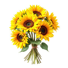 Naklejka premium Sunflower Bouquet on Transparent Background