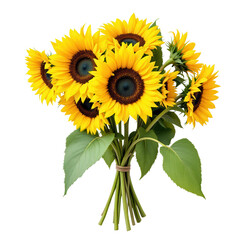 Obraz premium Sunflower Bouquet on Transparent Background