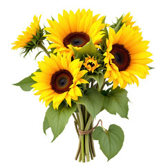 Obraz premium Sunflower Bouquet on Transparent Background