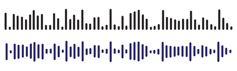 Sound wave set. Sound waves, Equalizer, Audio waves, Radio signal, Music. Recording. Vector illustration