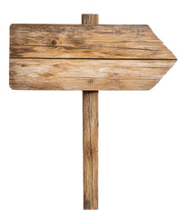 Rustic wooden signboard on transparent background