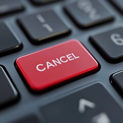 Cancel Button Close-Up: A Red Key on a Black Keyboard Offering a Way to Undo an Action or Abort a Process