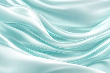 Fototapeta premium Elegant flowing light teal silk fabric texture.