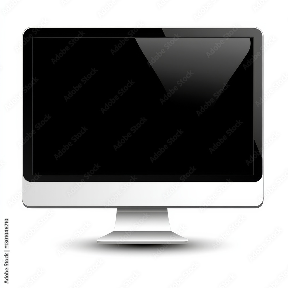 Poster sleek and modern desktop computer with black screen display on white background for professional wor