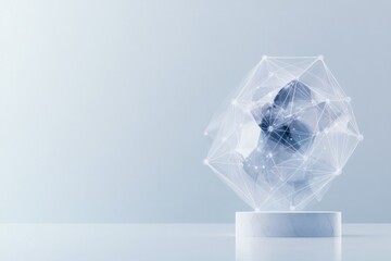 beautifully abstract representation of scientific breakthrough seen through interconnected geometric shapes on minimalist