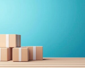 Simplified 3D render of supply chain logistics, abstract and minimalist visualization