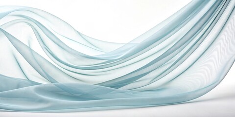 A soft, ethereal image of light fabric gently flowing across a white background, creating a serene and calming atmosphere