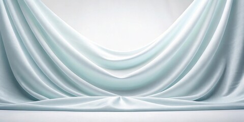 Fototapeta premium A soft, ethereal image of light fabric gently flowing across a white background, creating a serene and calming atmosphere