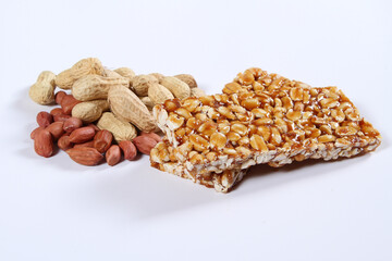 Peanut candy and raw peanut  