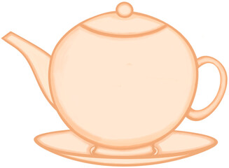 Lovely style and colors of orange ceramic teapot of hot coffee or tea or water.