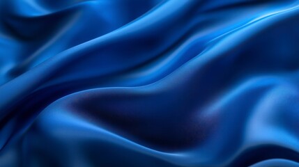 Fototapeta premium Closeup View Of Deep Blue Satin Fabric Drape