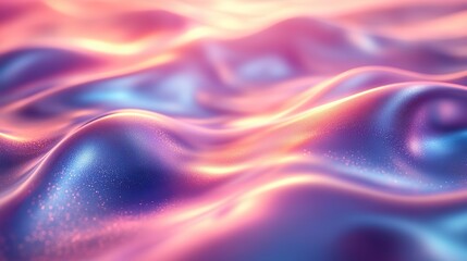 Obraz premium Soft focus holographic background in pastel neon blue, purple, and pink evokes a dreamy, futuristic aesthetic.