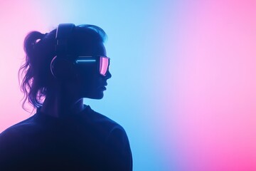 silhouette of gamer intensely focused on glowing screen surrounded by ambient neon lights evoking electric atmosphere