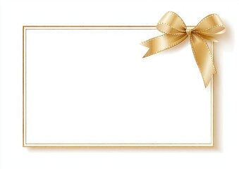 Fototapeta premium Gold Ribbon Bow on Blank Gift Card