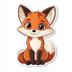 Obraz premium Vector Illustration of a Cute Cartoon Fox Sticker with a White Background