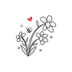 Abstract flowers and hearts valentine card