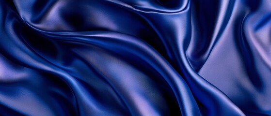 Obraz premium Deep Blue Satin Fabric with Elegant Drapes and Subtle Sheen